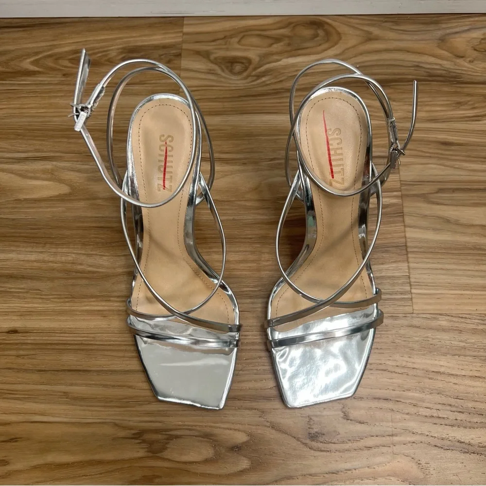Schutz Bari 101MM Metallic Leather Sandals Size 8B